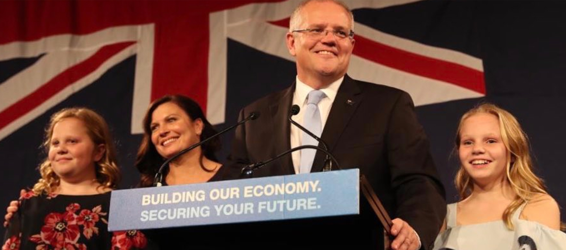 Scott Morrison and his family after he was re-elected as Australian Prime Minister.