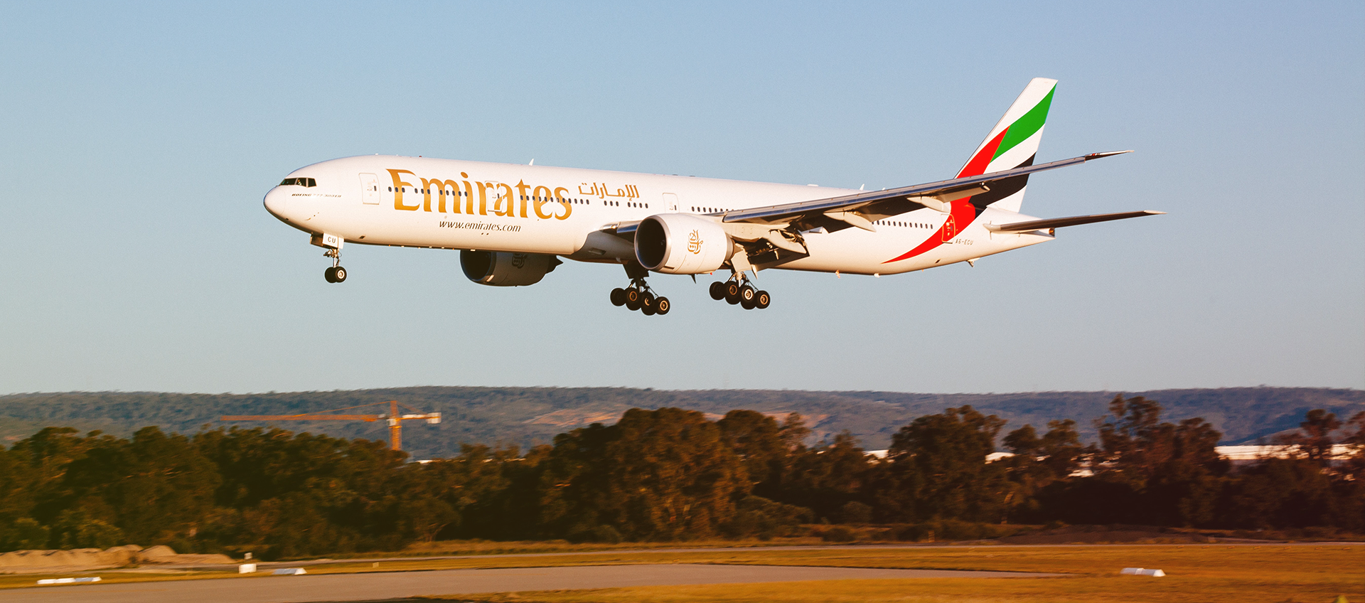 Plane landing at Perth Airport
