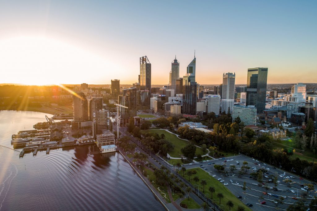 Golden hour over Perth City