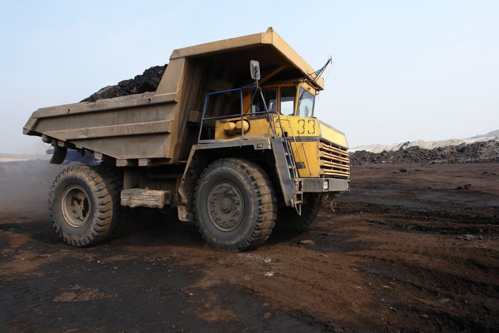 dump truck operating on a mine site